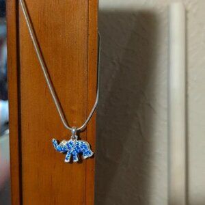 Blue Elephant Pendant Necklace